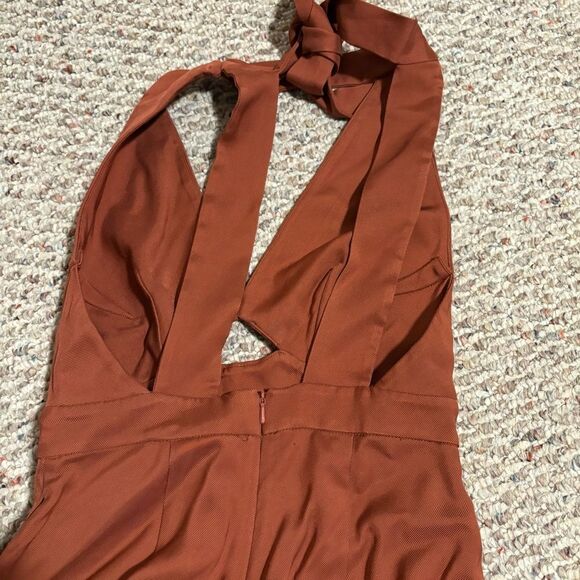 Reiss Alma Cut-Out Halter Jumpsuit in Rust- Size 2 - Picture 10 of 15
